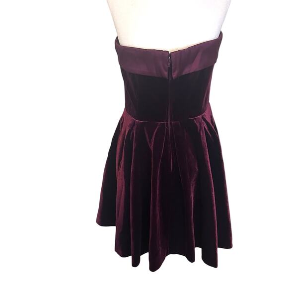 Club L London Mina Velvet Strapless Bandeau Mini Dress Red Burgundy 6 - Picture 4 of 8